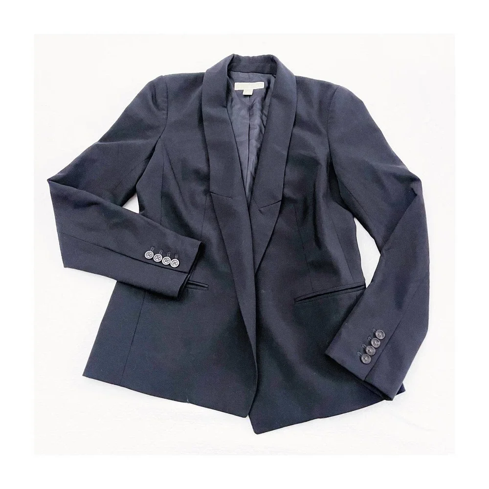 Michael Kors Black Tailored Open Blazer 2 Front Pockets SZ8